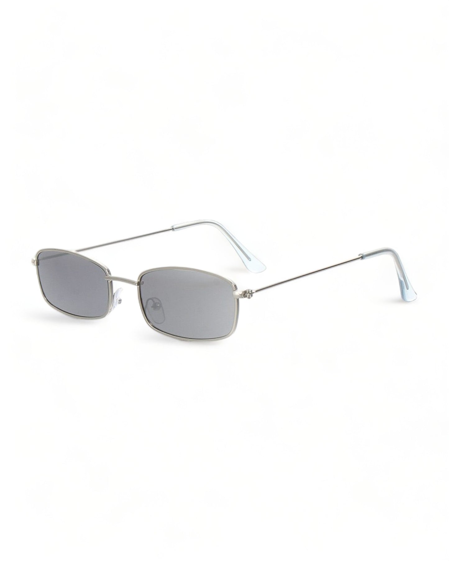 mirror lens silver frame Skinny Narrow Rectangular Sunglasses