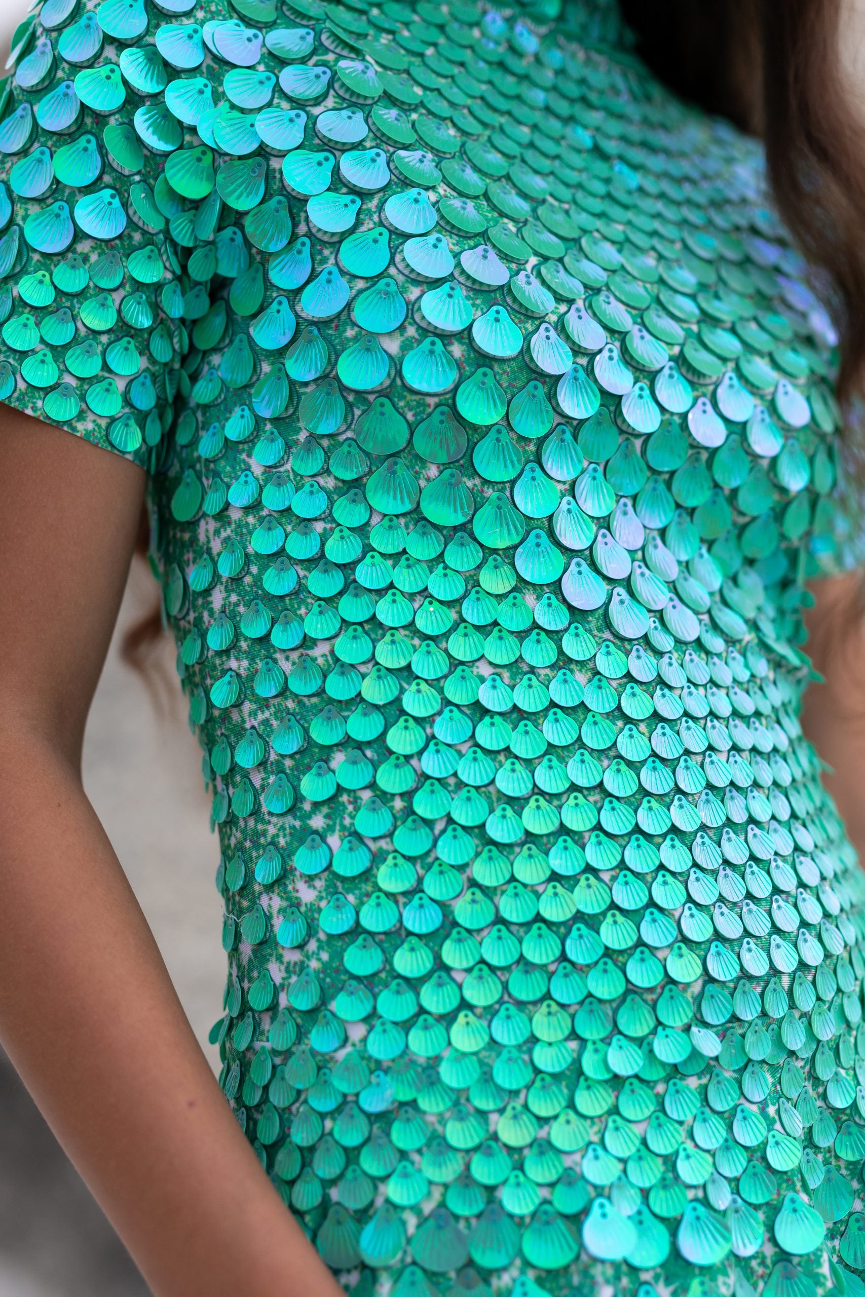 Olivia Light Green Metallic Sequin Party Dress
