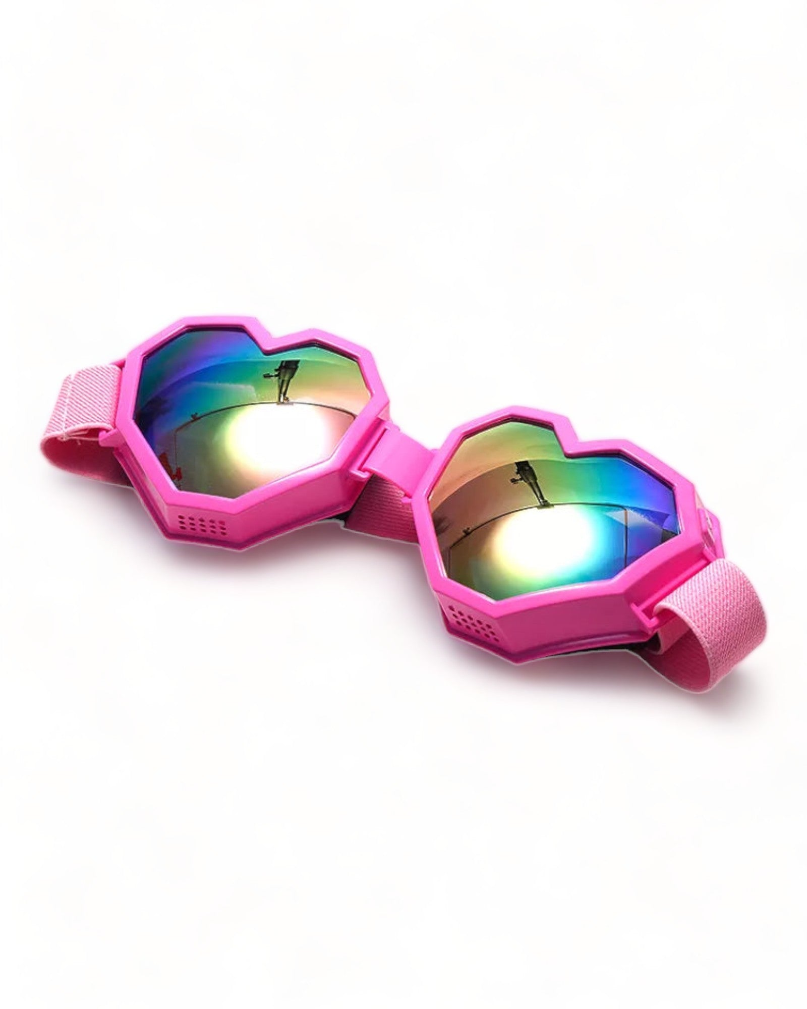 Pink Colorful Lens Heart Shaped Goggle Sunglasses
