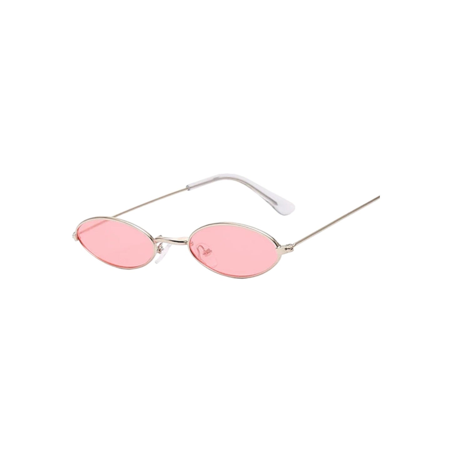 pink lens gold frame Retro Oval Sunglasses