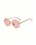 pink lens gold frame Round Metal Frame Sunglasses