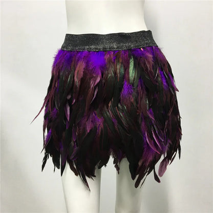 purple Feather Elastic Waist Skirt