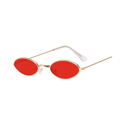 red lens gold frame Retro Oval Sunglasses