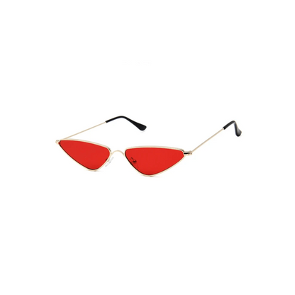 red lens gold frame Vintage Triangle Cat-Eye Sunglasses