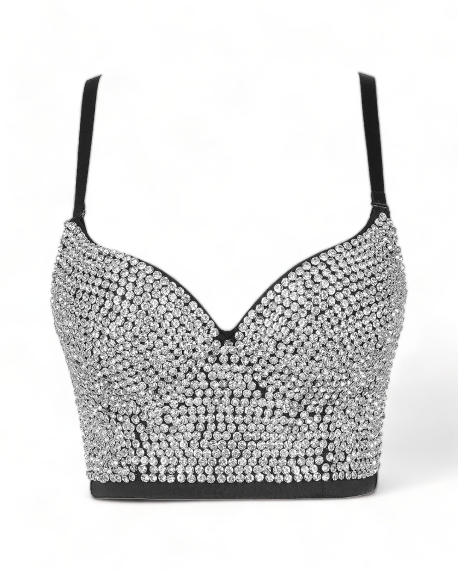 silver silver Rhinestones Push Up Bustier Crop Top Corset Bling Diamond Punk Corsé festival outfit