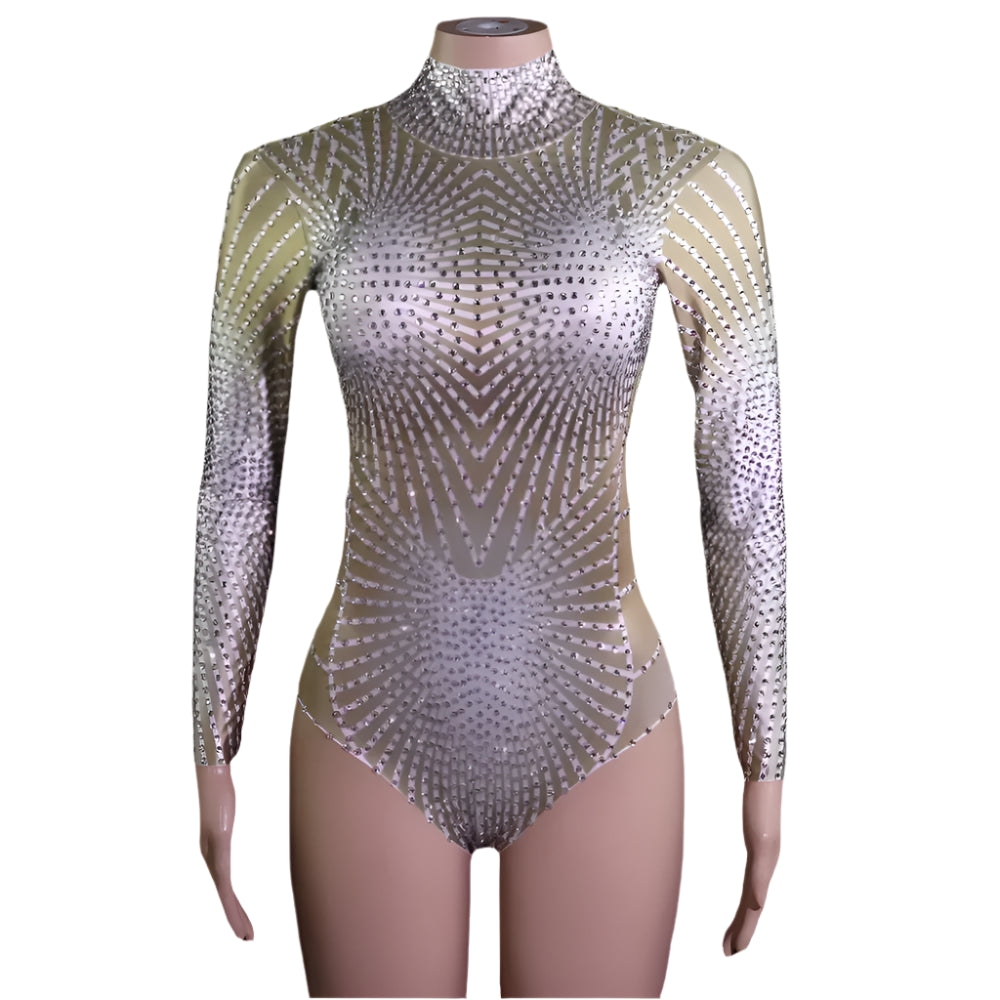Rhinestones Long Sleeve Bodysuit
