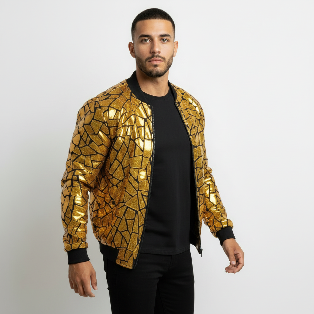 Rocco Gold Geometric Mirror Panel Jacket