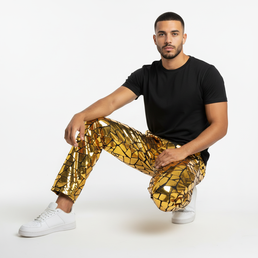 Rocco Gold Geometric Mirror Panel Pants