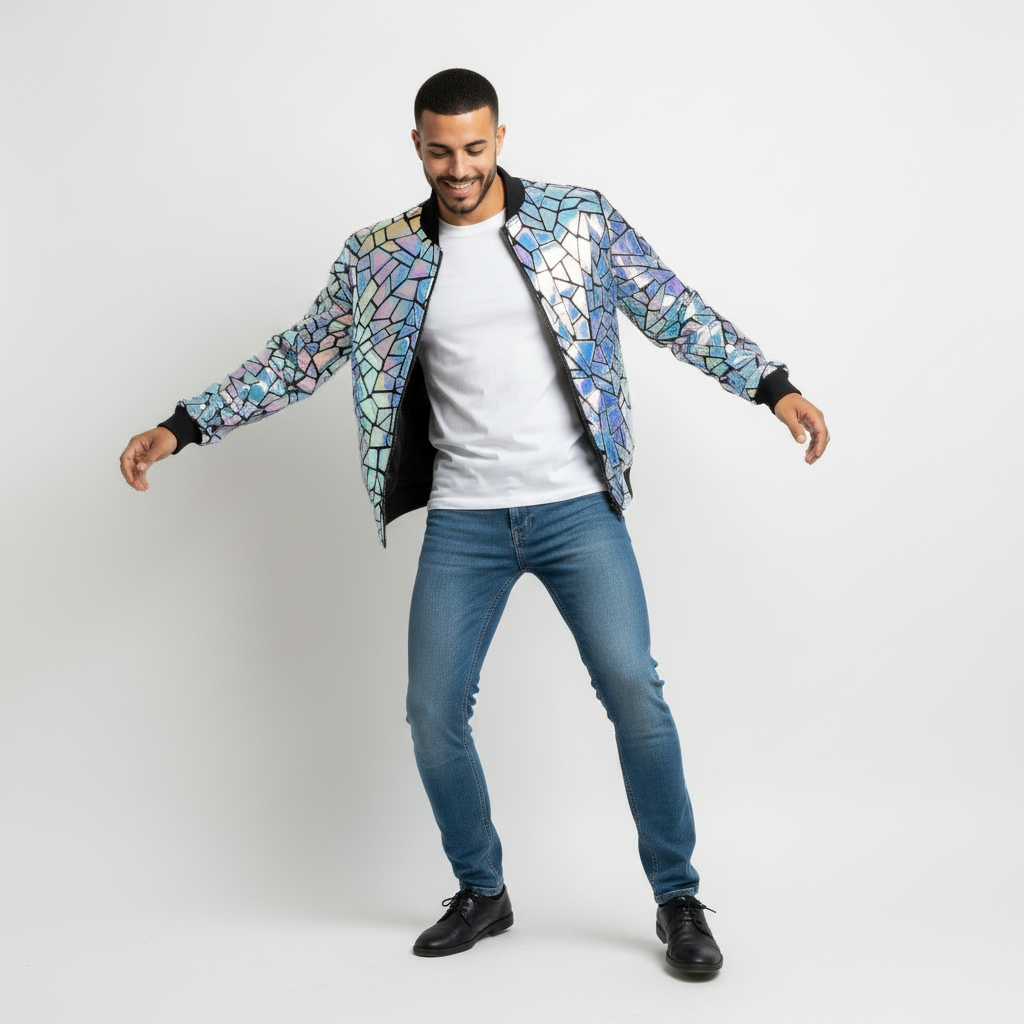 Rocco Holographic Geometric Mirror Panel Jacket