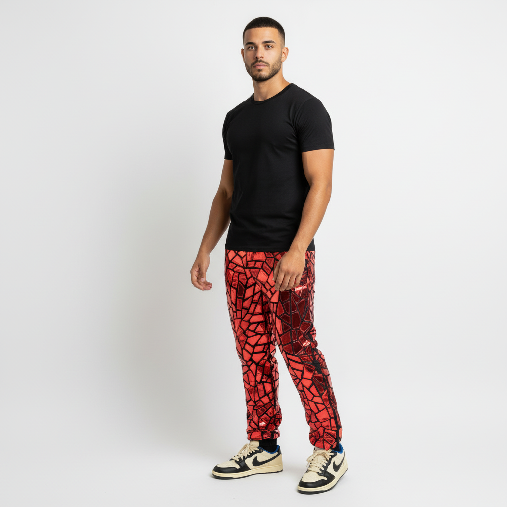 Rocco Red Geometric Mirror Panel Pants