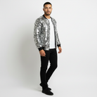 Veste à panneaux miroir géométriques argentée Rocco
