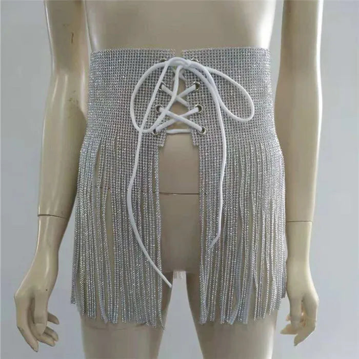 S Tassel Rhinestone Sequin Skirt