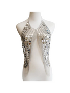Débardeur en acrylique à sequins avec des sequins argentés scintillants, parfait pour les tenues de festival et les soirées rave.