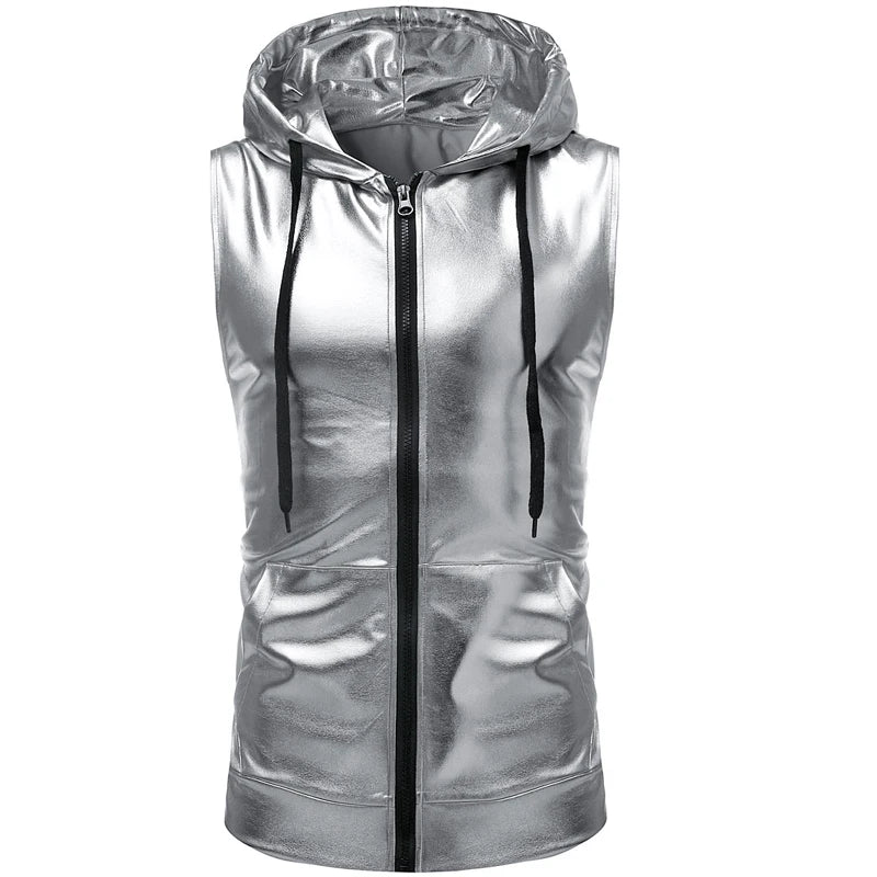 Silver Metallic Hooded T-Shirt