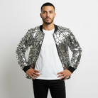 Veste à panneaux miroir géométriques argentée Rocco