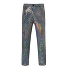 Shiny sequin pants featuring a dazzling pattern, perfect for parties and festivals.