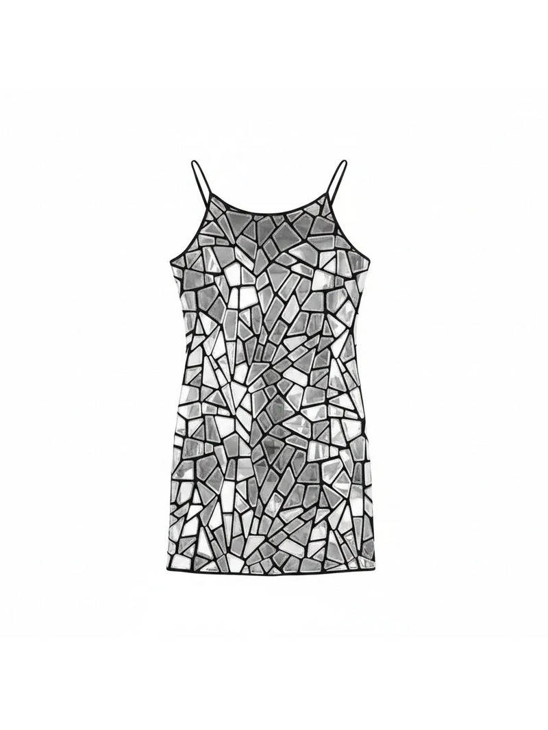 Shiny Metallic Mirror Party Dress Venga Store Shiny Metallic Mirror Party Dress Venga Store