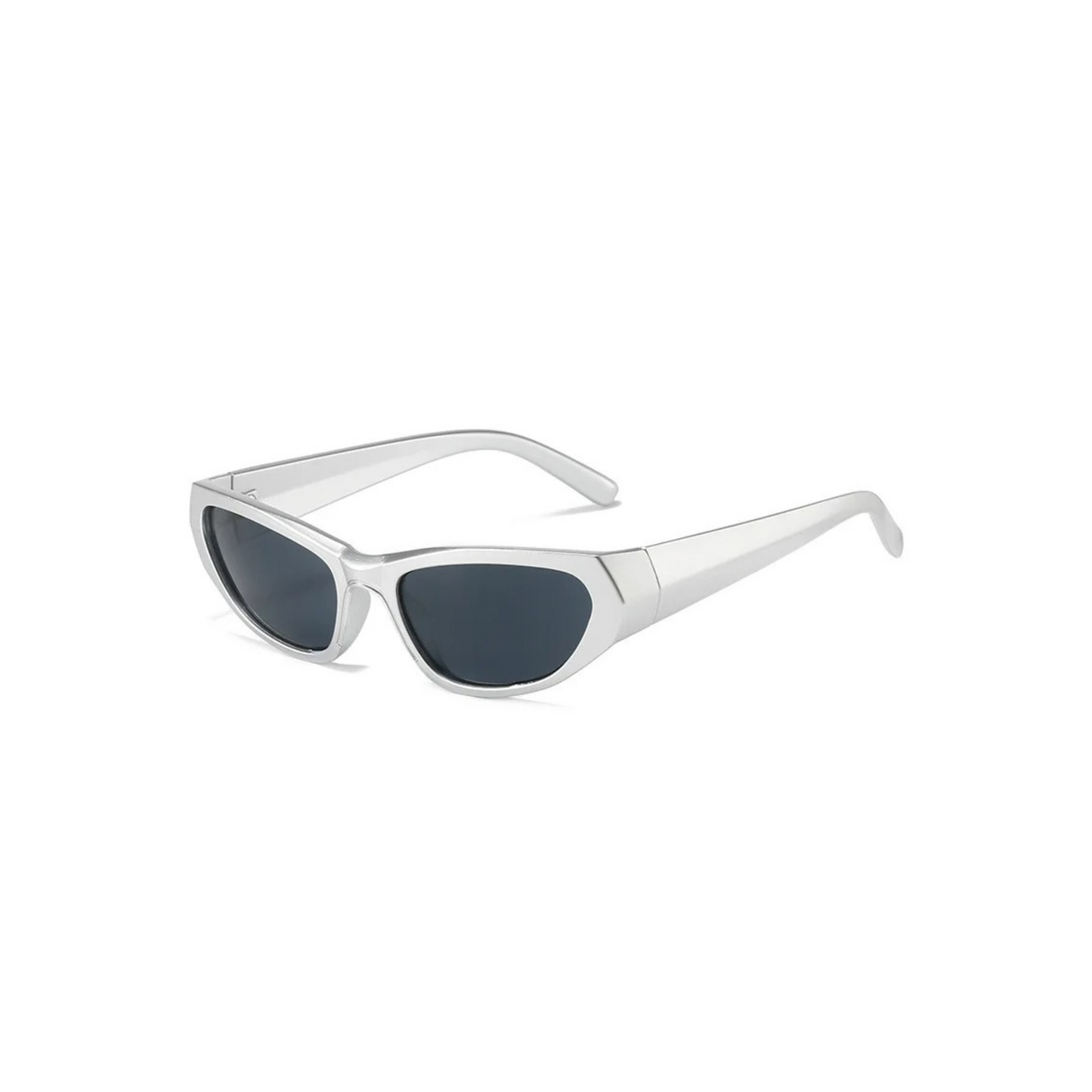 silver frame black lens Wrap Around Sunglasses