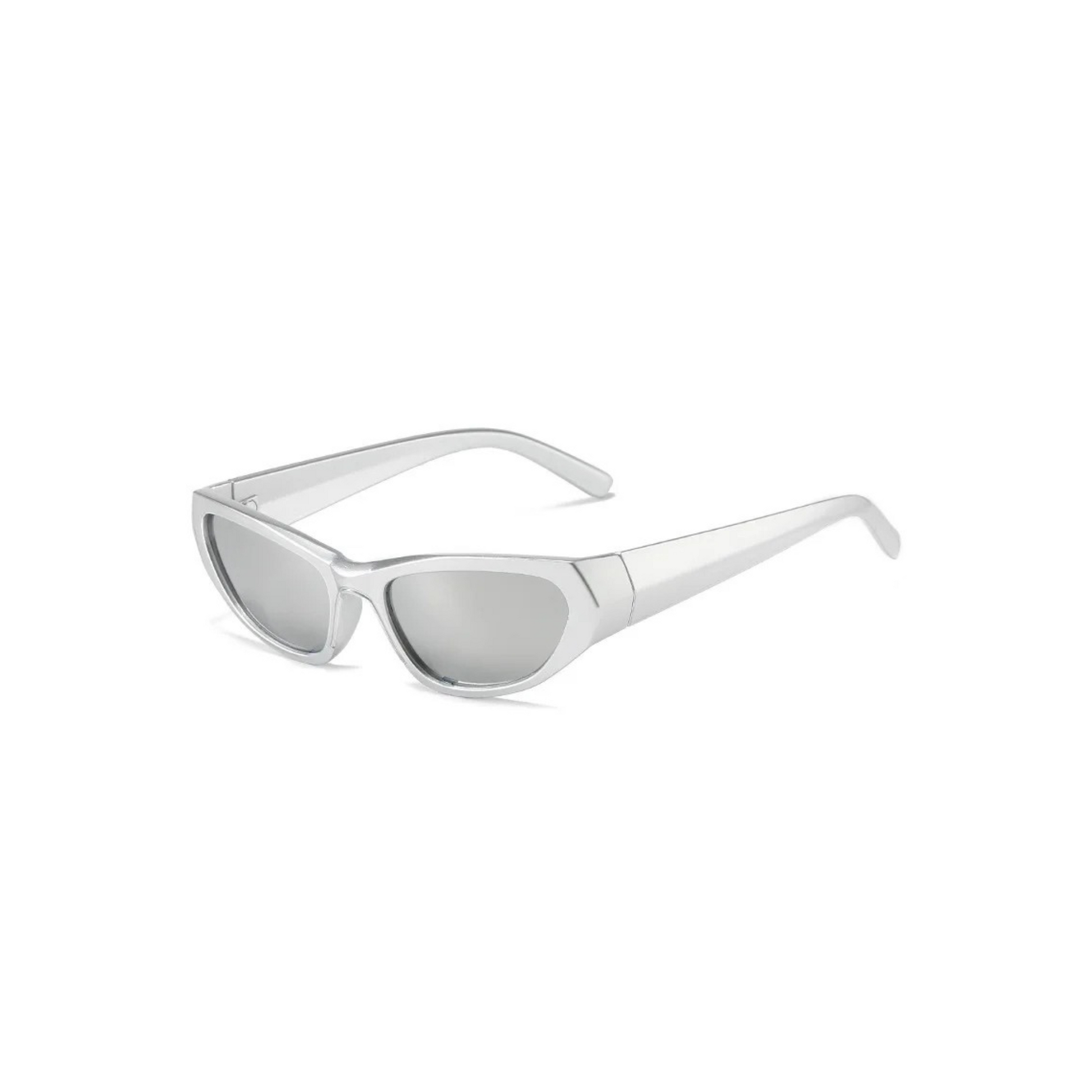 silver frame mirror lens Wrap Around Sunglasses