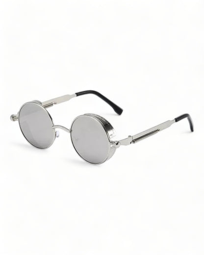 silver lens silver frame Round Steampunk Sunglasses