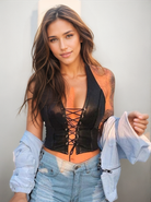 black Leather Crop Top Vest rave wear