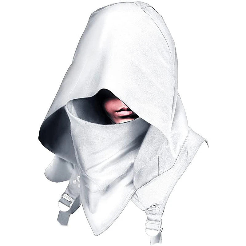 Hooded Cloak Cape Cowl in white, perfect for parties and festivals, adding style and warmth.