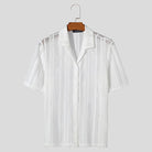 IBIZA - Mesh Knit See Through Shirt in breathable white mesh fabric, perfect for festivals.