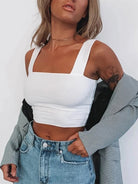 White Square Neck Tank Top