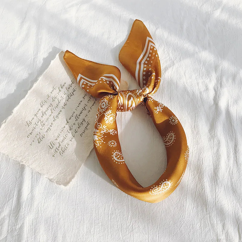 Satin Bandana in a rich golden color, versatile for daily wear and festive occasions.