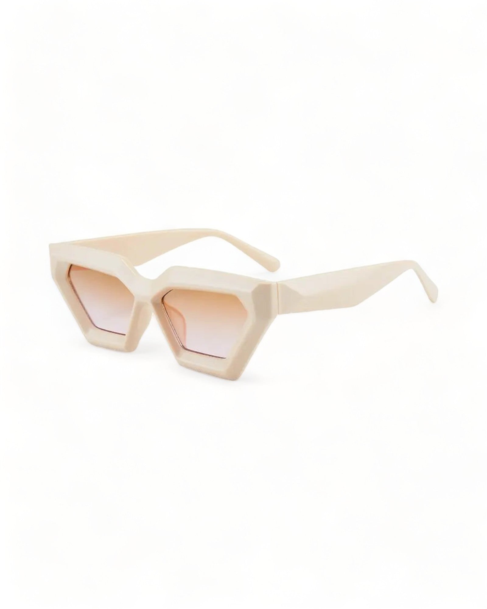 beige Oversized Cat-Eye Sunglasses