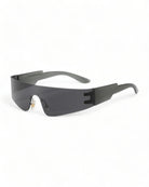 Black Futuristic Wrap Around Sunglasses with UV-400 protection and anti-scratch coating.