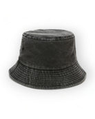 Sombrero tipo cubo lavado en algodón gris oscuro, perfecto para festivales y eventos al aire libre con estilo.
