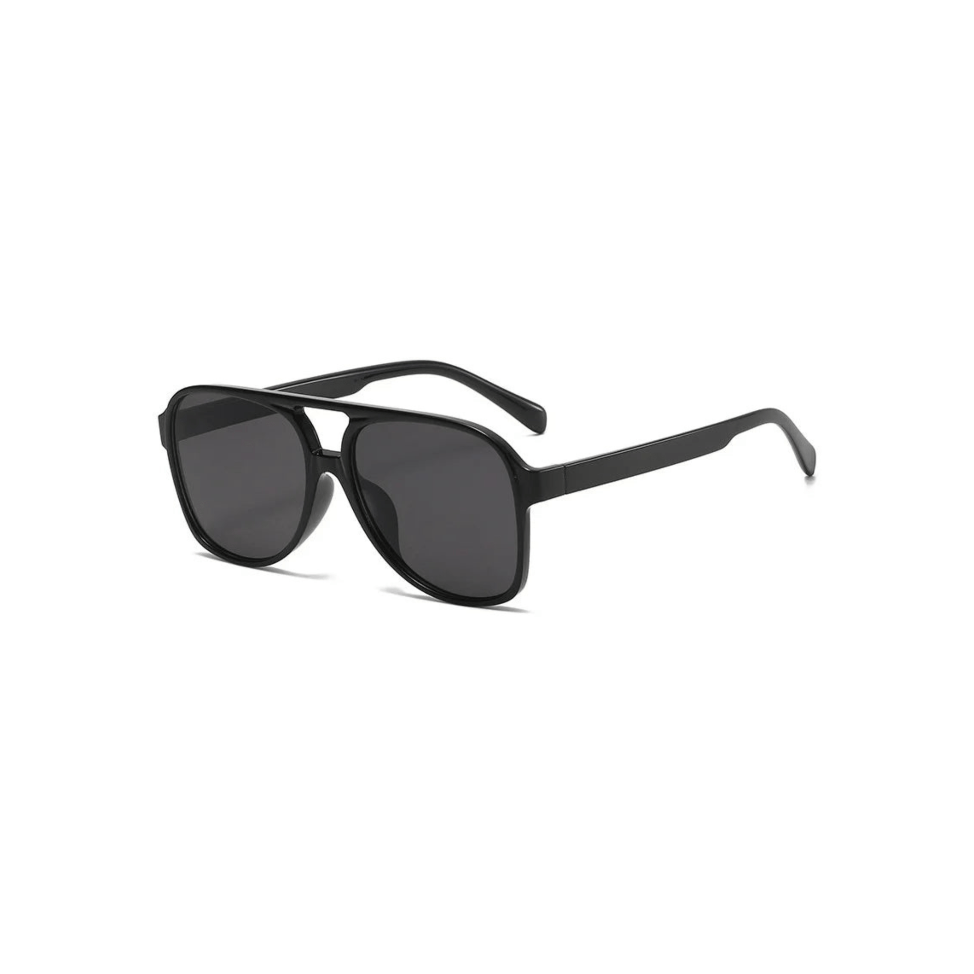 black lens black frame Oversized Aviator Sunglasses