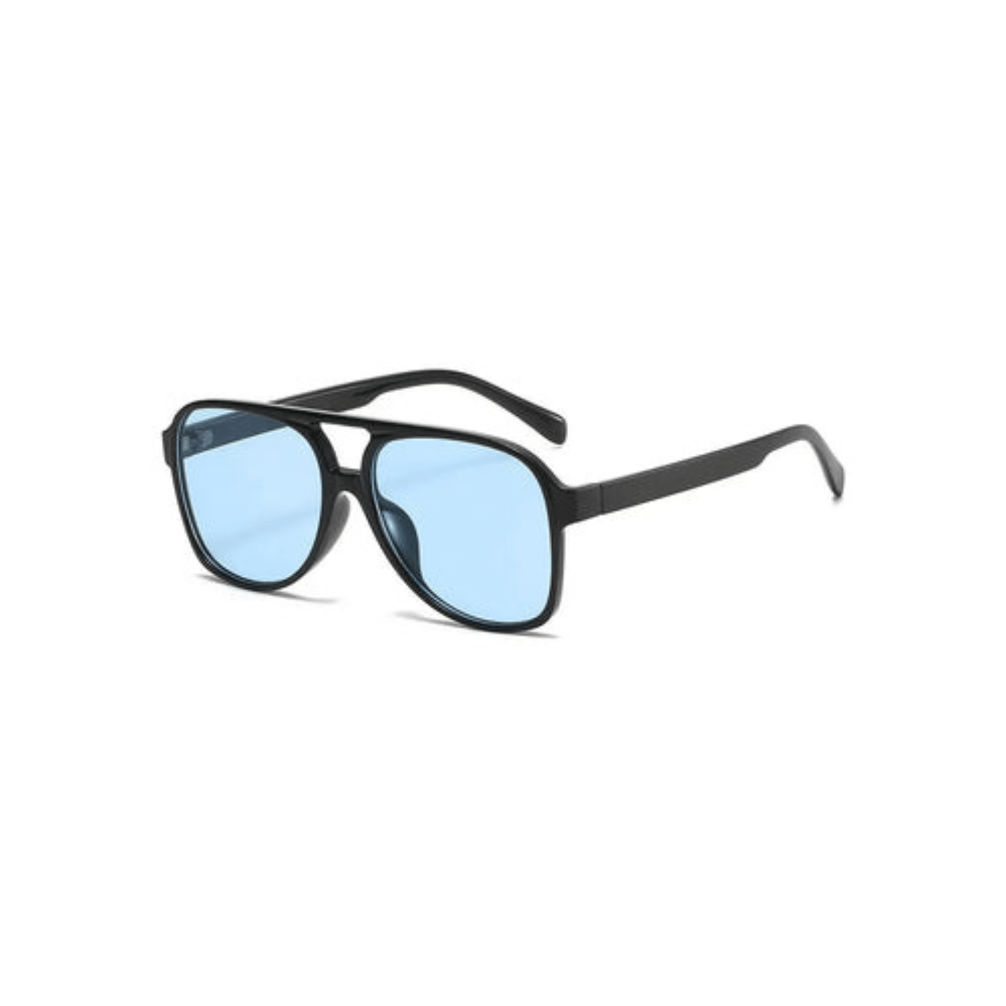 blue lens black frame Oversized Aviator Sunglasses