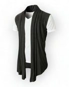 Boho-Stil ärmelloser Cardigan in dunkler Farbe, perfekt zur Aufwertung von bohemischen Festival-Outfits.