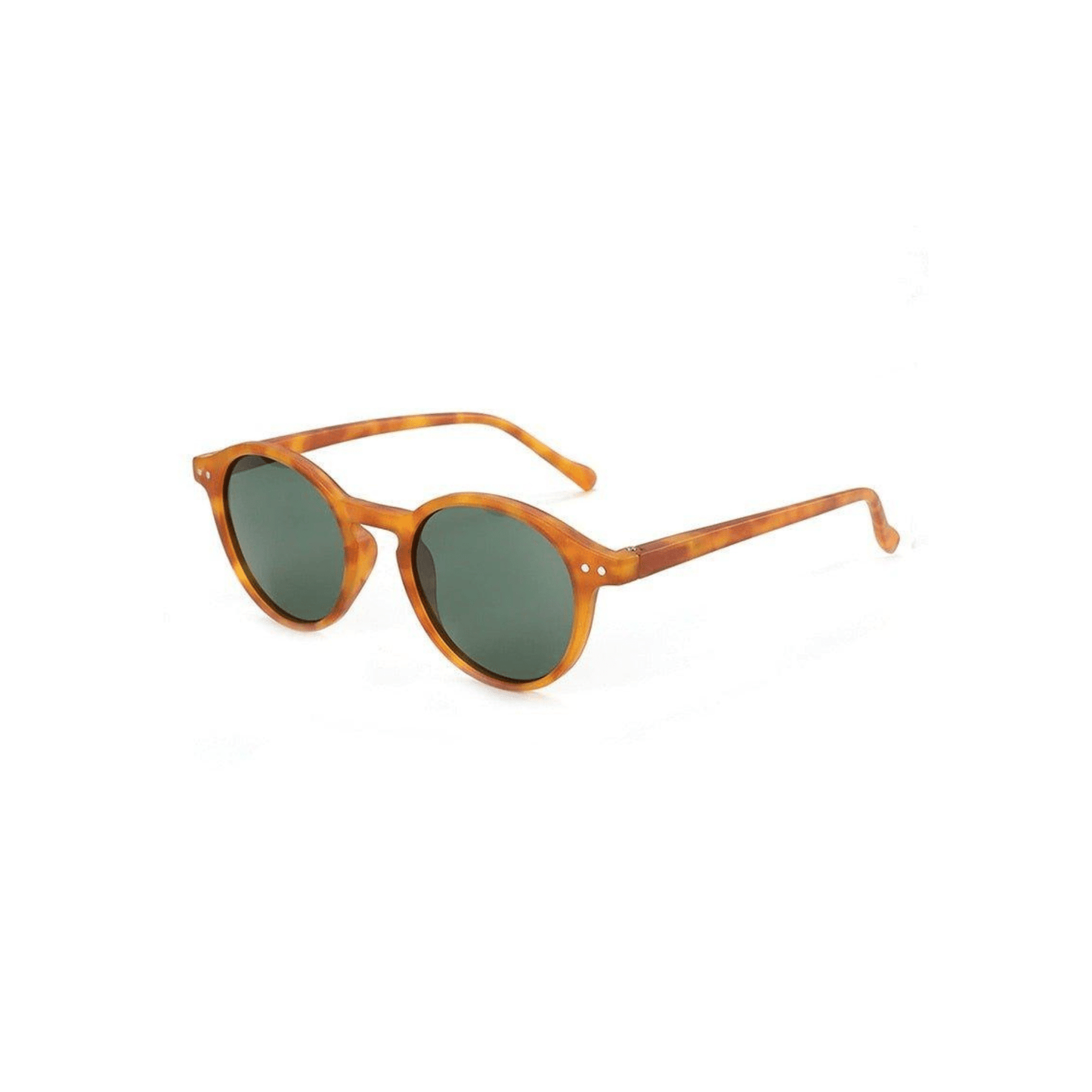 brown frame green lens Retro Round Sunglasses