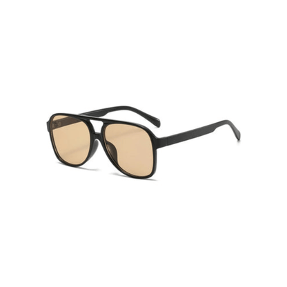 brown lens black frame Oversized Aviator Sunglasses