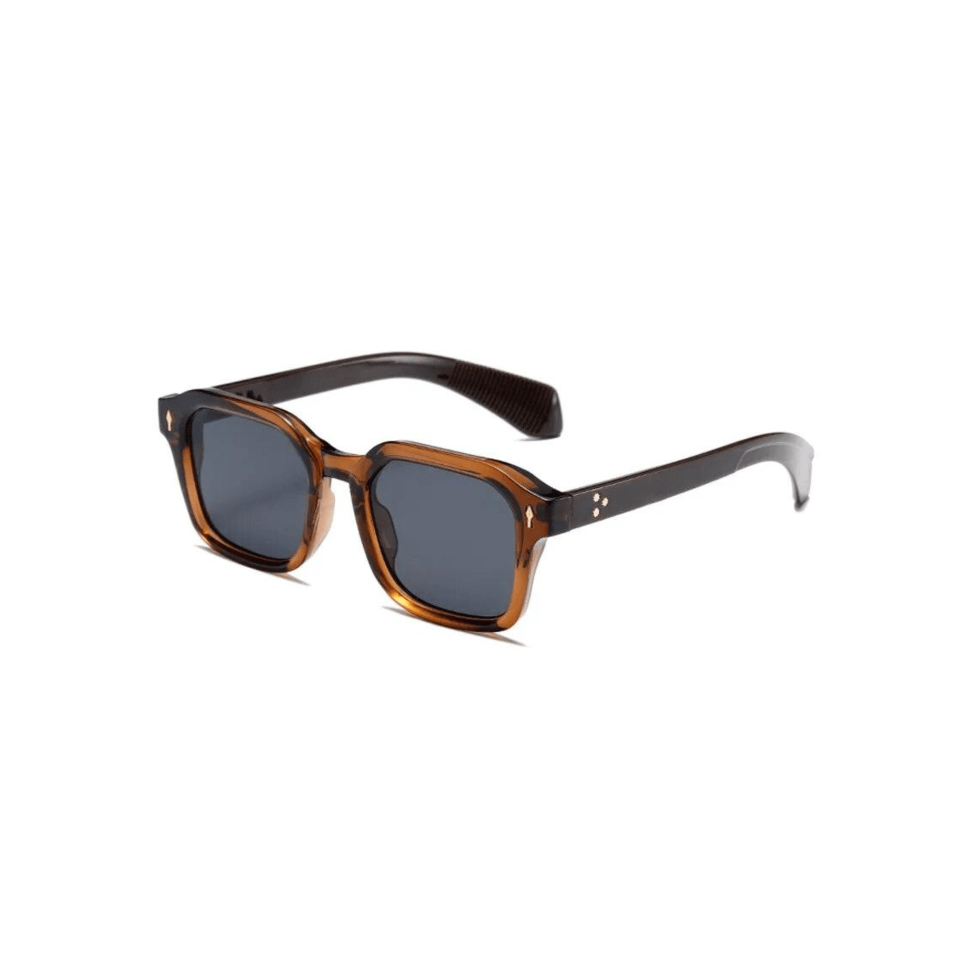 brown lens black frame Retro Rectangle Sunglasses