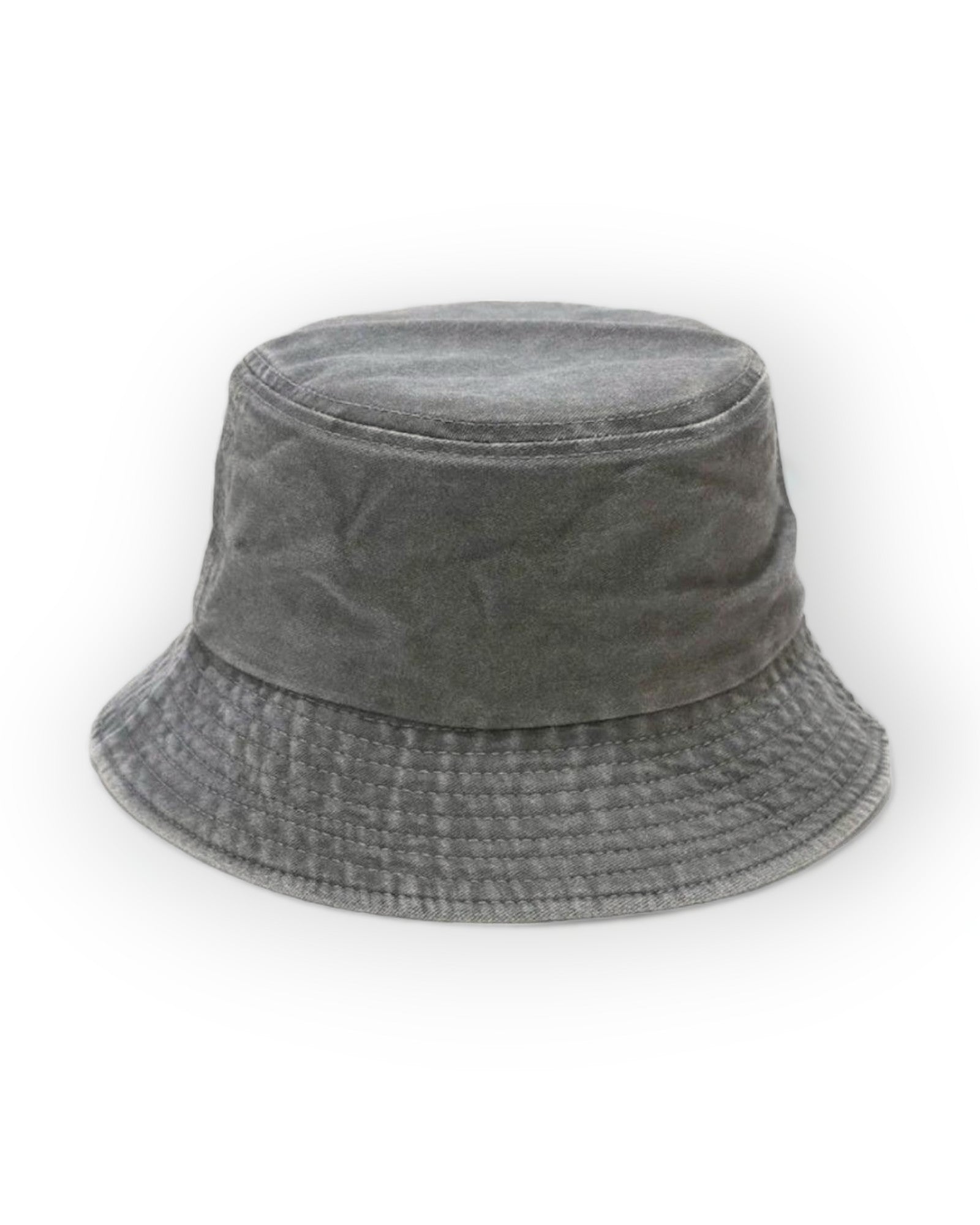Bucket Hat Washed in gray cotton, perfect accessory for festival and rave outfits.