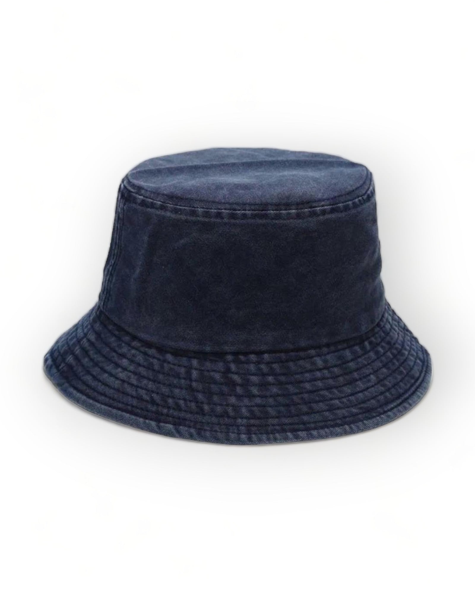 Bucket Hat Washed in dark denim with a wide brim, perfect for festivals and stylish casual wear.