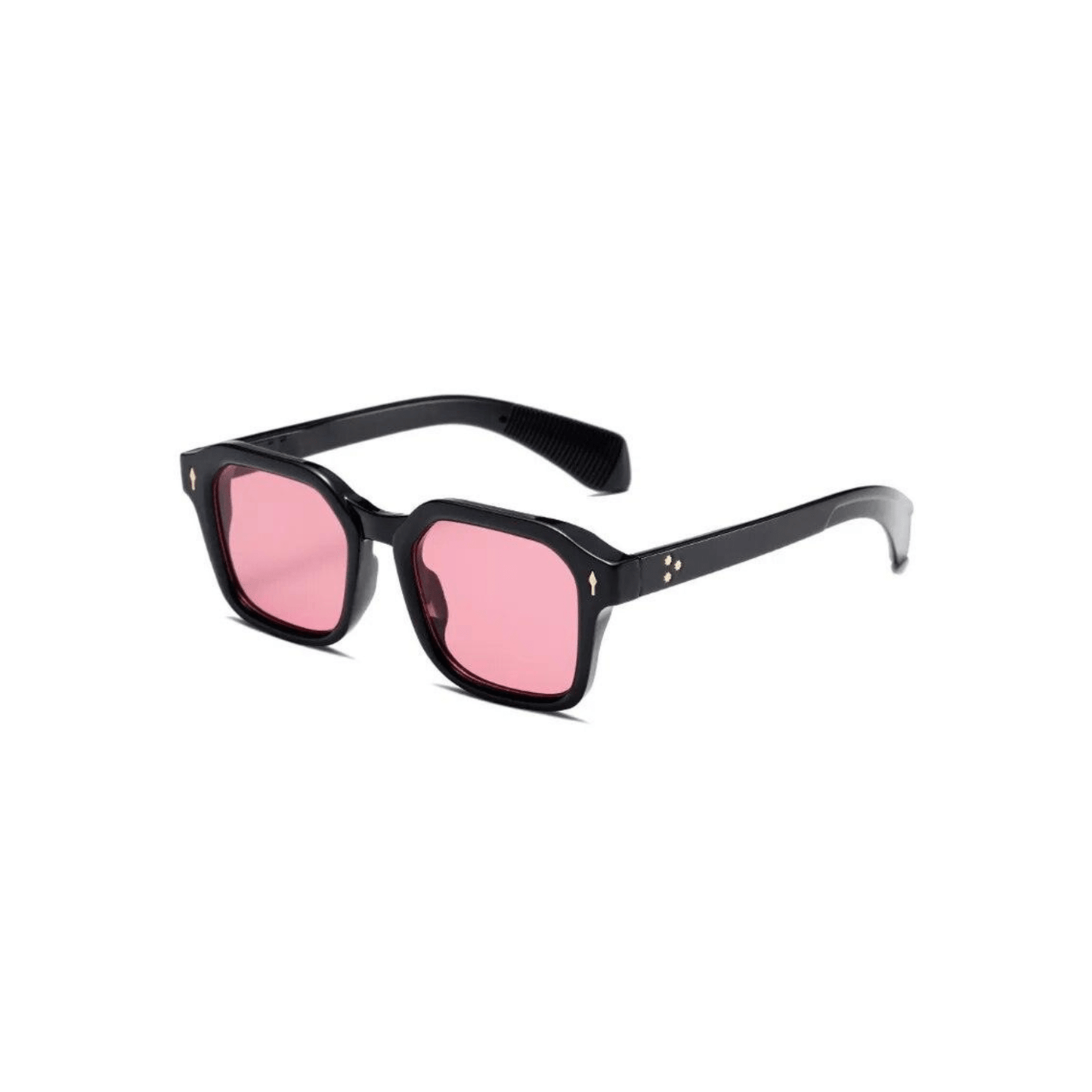 pink lens black frame Retro Rectangle Sunglasses