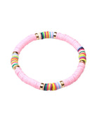 Pulsera de Cuentas Heishi Estilo Boho Color Dorado Rosa