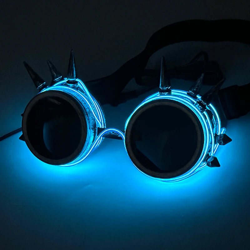 blue Cyberpunk Glowing Goggles Luminous LED Sunglasses rave wear festival accessories