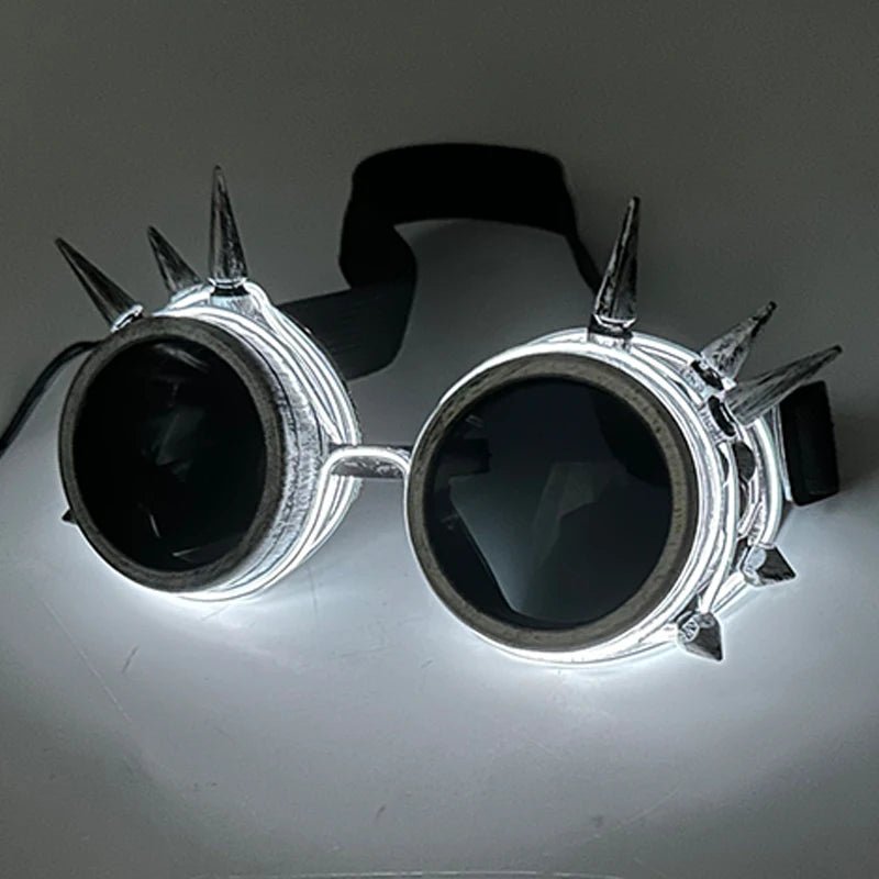 white Cyberpunk Glowing Goggles Luminous LED Sunglasses rave outfit festival accessories