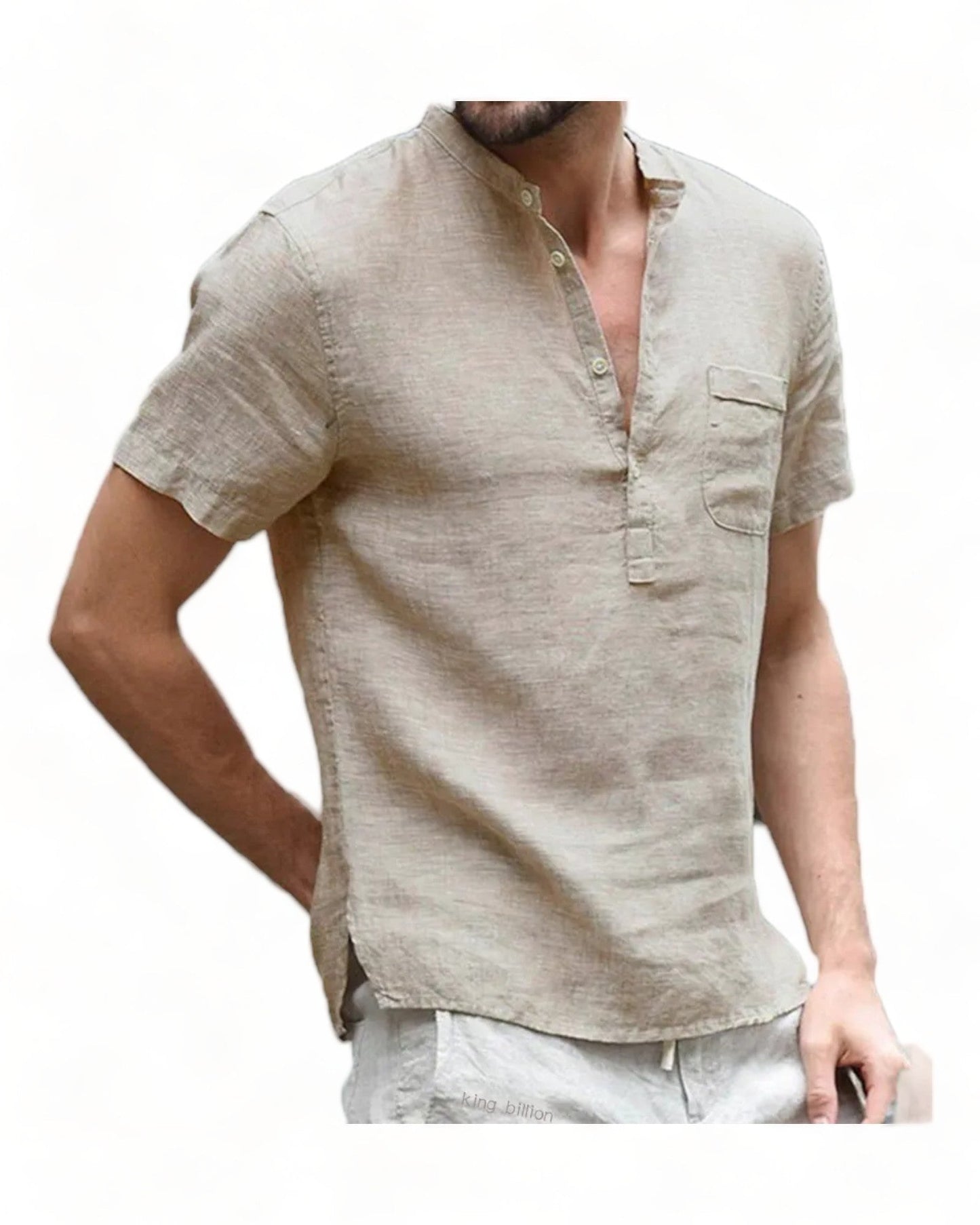 beige khaki Linen Shirt