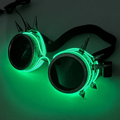 green Cyberpunk Glowing Goggles Luminous LED Sunglasses rave wear festival accessories