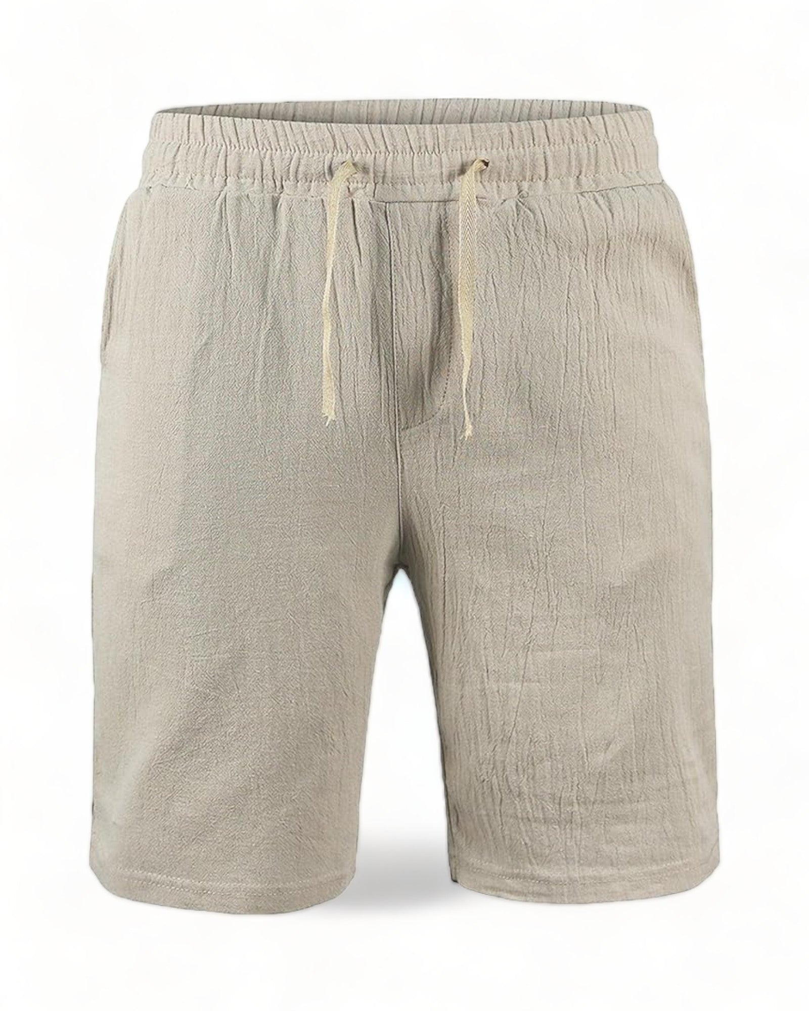 khaki Boho Style Linen Cotton Shorts