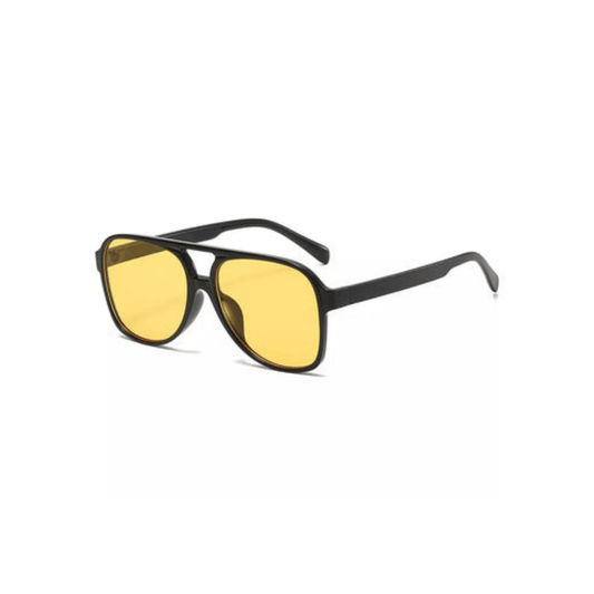 aviator sunglasses yellow lens black frame desert festival outfit rave wear