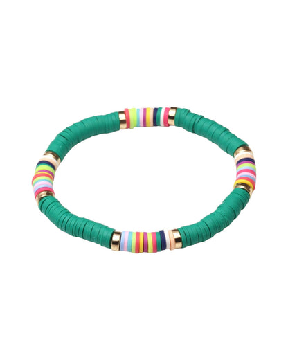 green Boho Style Heishi Beads Bracelet festival accessories