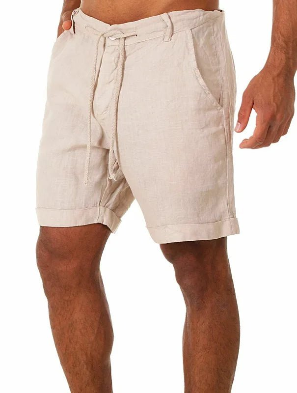 beige Boho Style Linen Cotton Shorts